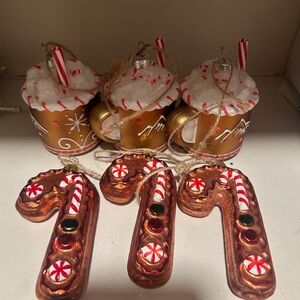 Pottery Barn Festive Gold and Brown Holiday Ornaments Set